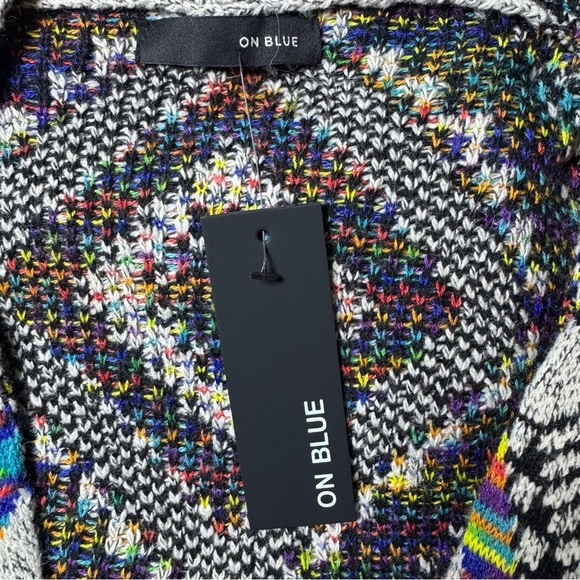 On Blue Hooded Duster Cardigan Sweater Aztec Bohemian Festival Colorful Print - Picture 5 of 7